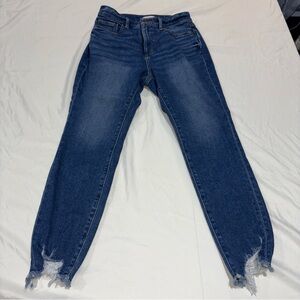 Loft Curvy High Waist Skinny Ankle Jeans Sz 26/2 Petite Distressed